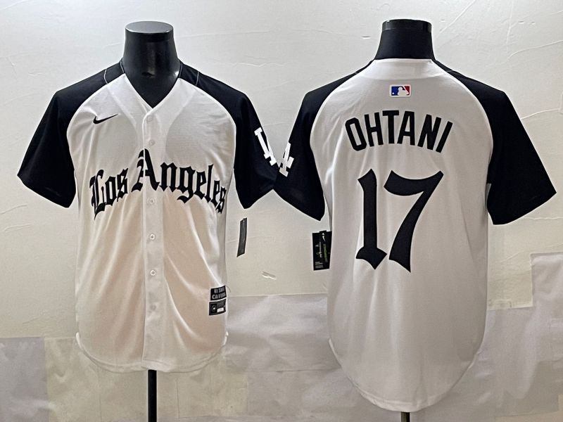 Men 2025 Los Angeles Dodgers #17 Ohtani White black Five generations Joint Name Nike MLB Jersey style 52610->->